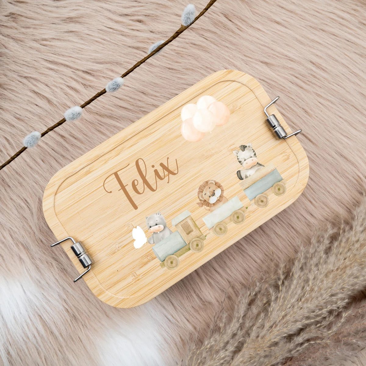 Brotdose Kinder personalisiert - Tiere Eisenbahn