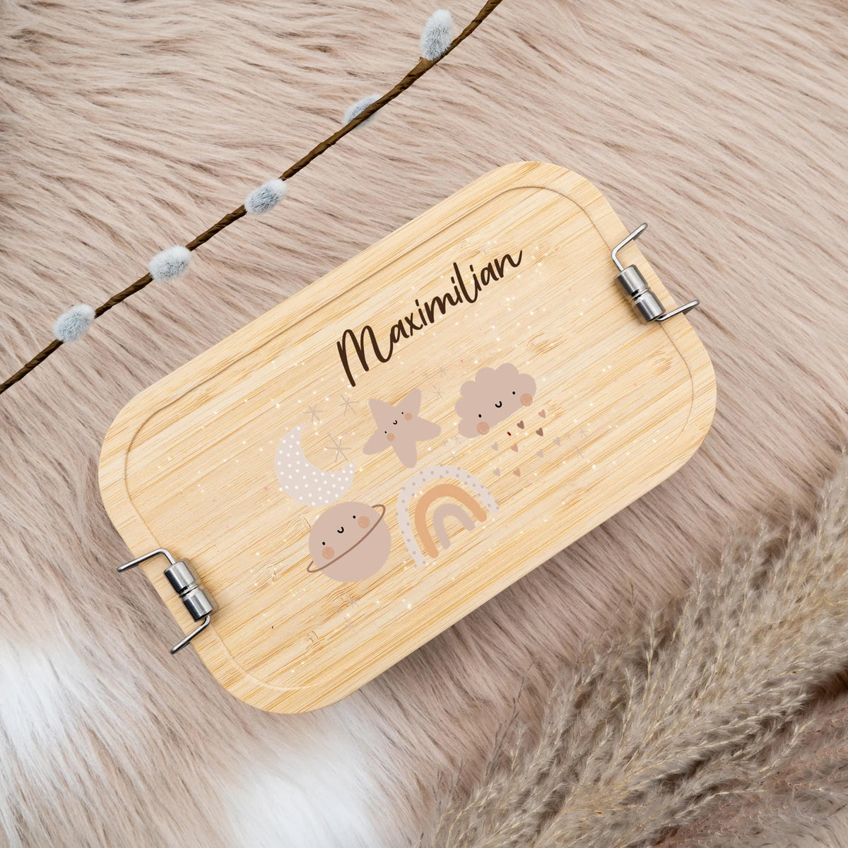 BrBrotdose Kinder personalisiert - Mond Wolke Stern Regenbogen