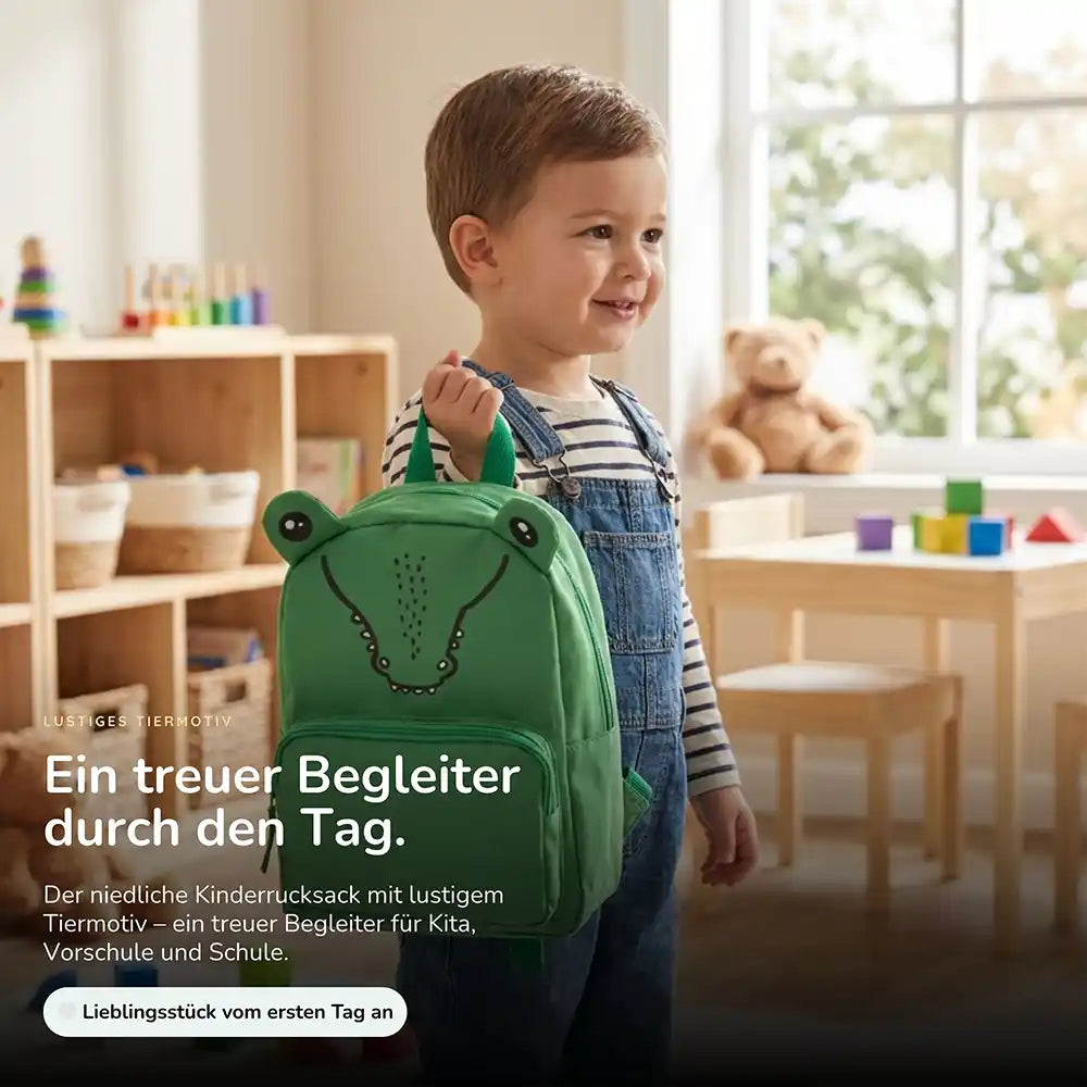 Personalisierter Kinderrucksack Krokodil, lustiges Tiermotiv für Kinder