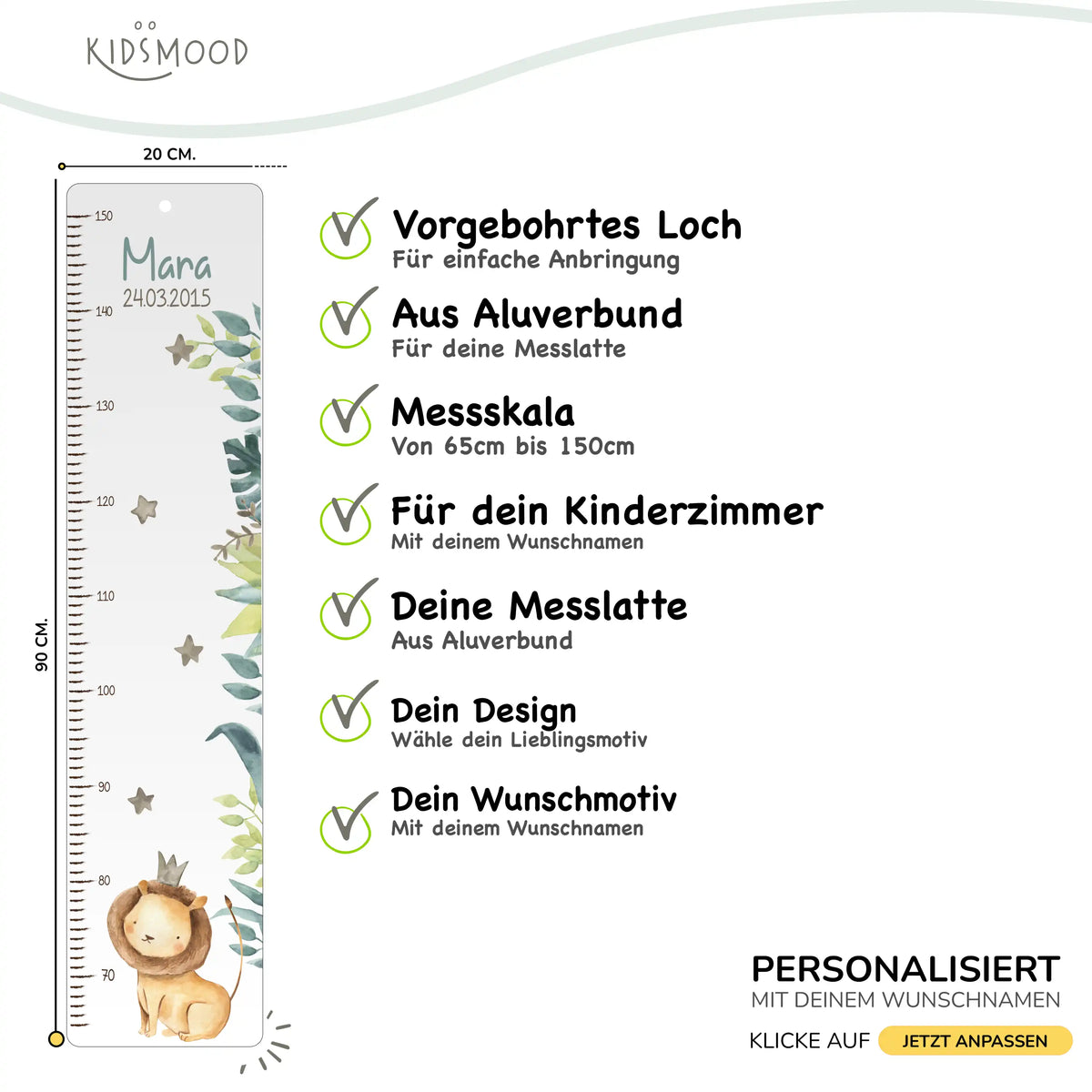 Messlatte Kinder Holz - Löwe
