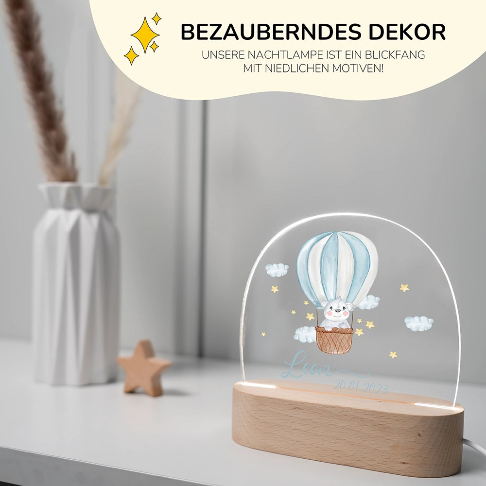 Personalisierte Nachtlampe Heißluftballon als Deko im Kinderzimmer