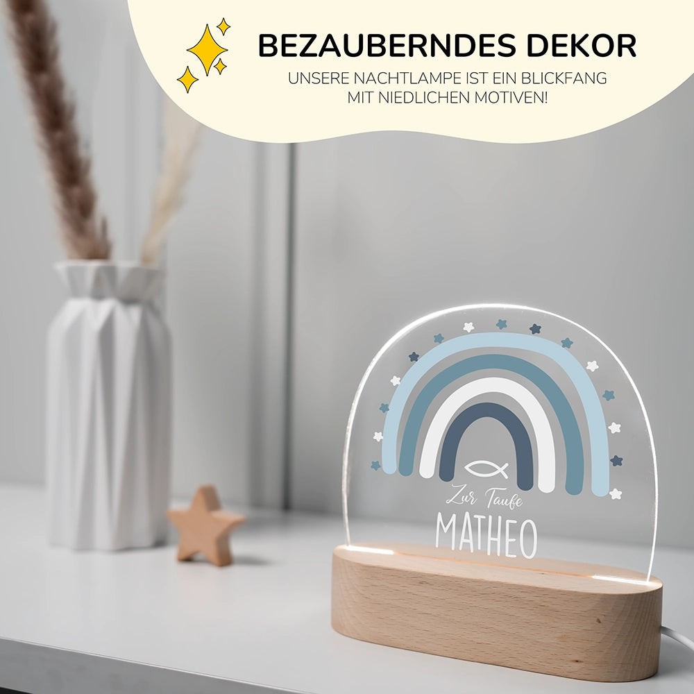 Personalisierte Nachtlampe Regenbogen als Deko im Kinderzimmer