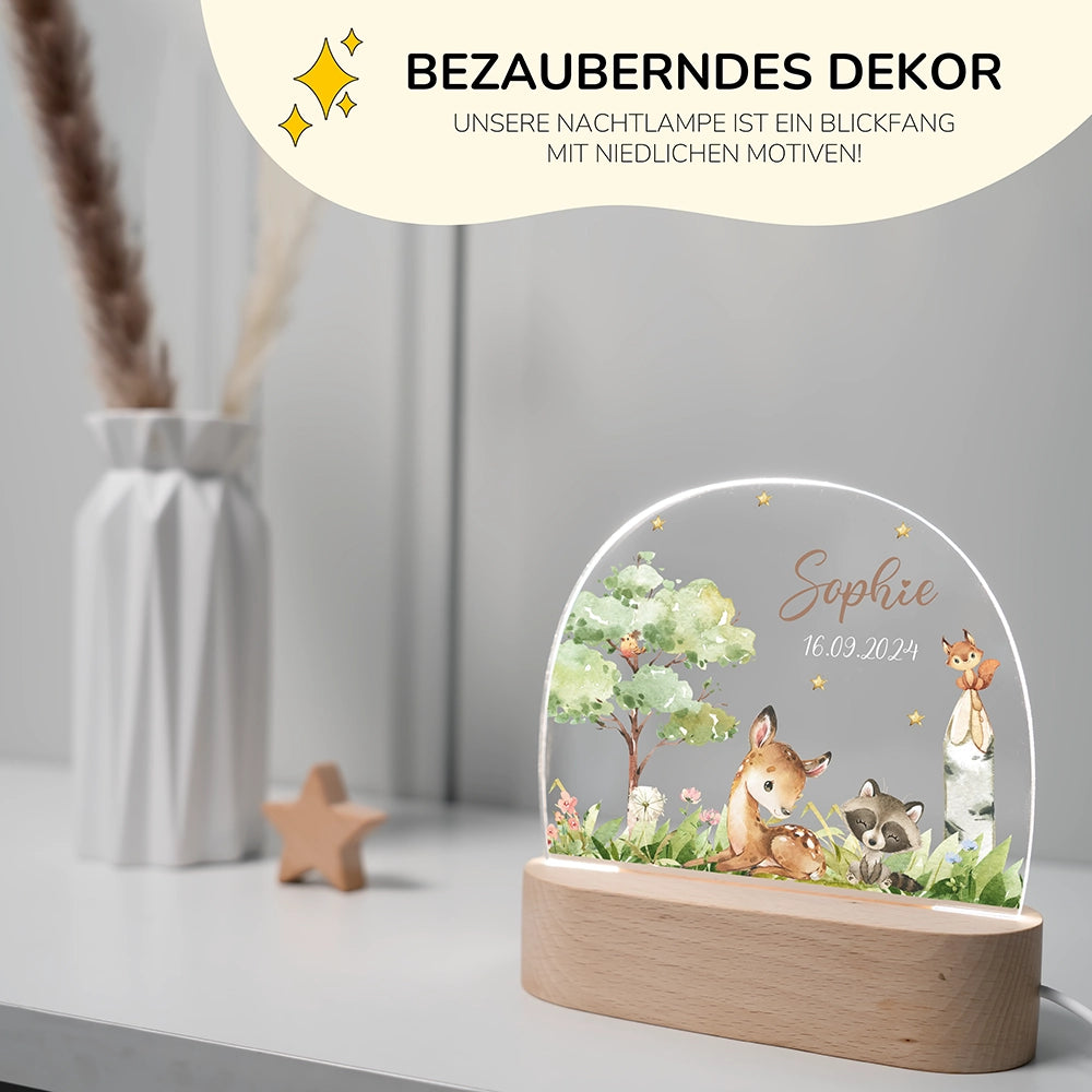 Personalisierte Nachtlampe Reh als Deko im Kinderzimmer