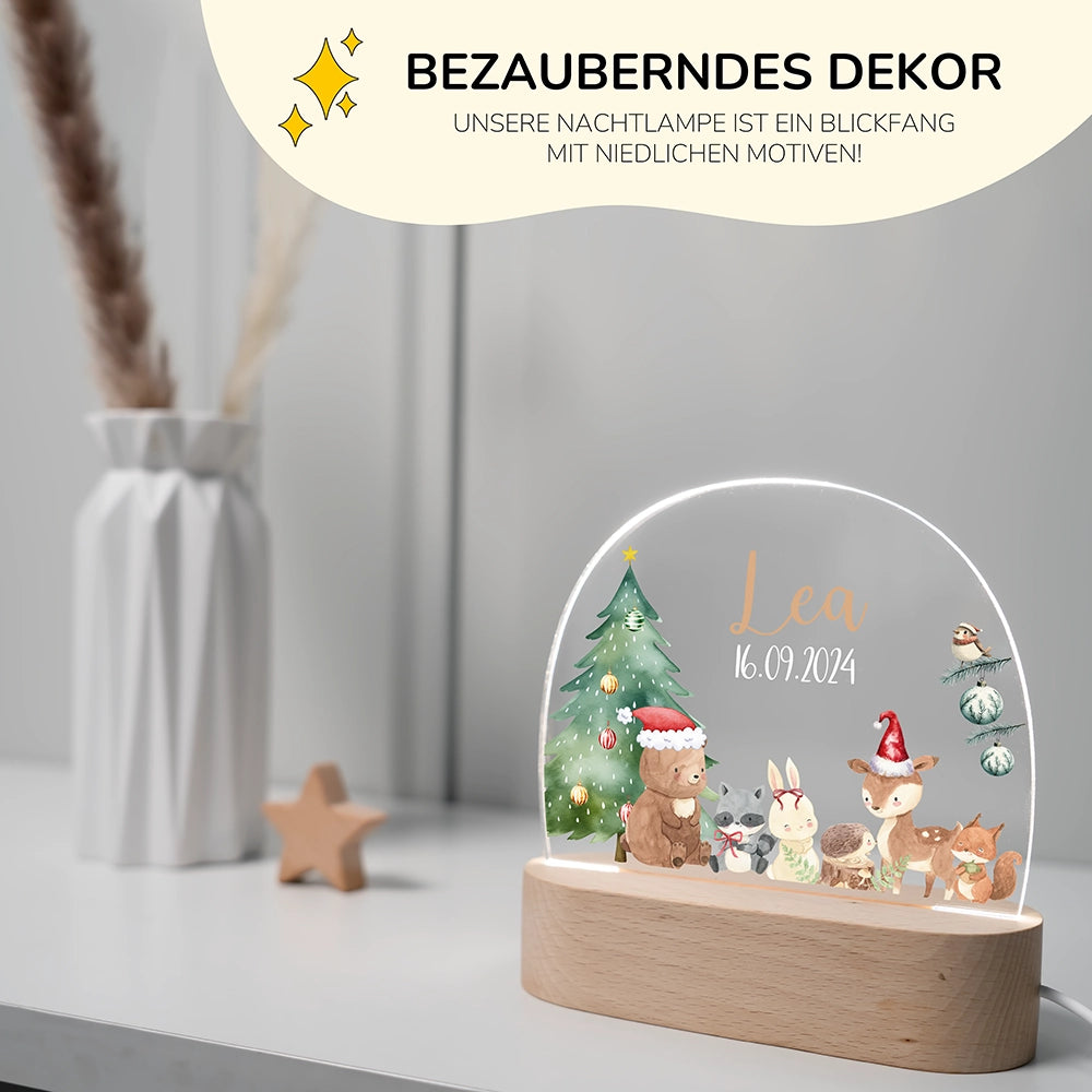 Personalisierte Nachtlampe Weihnachten als Deko im Kinderzimmer