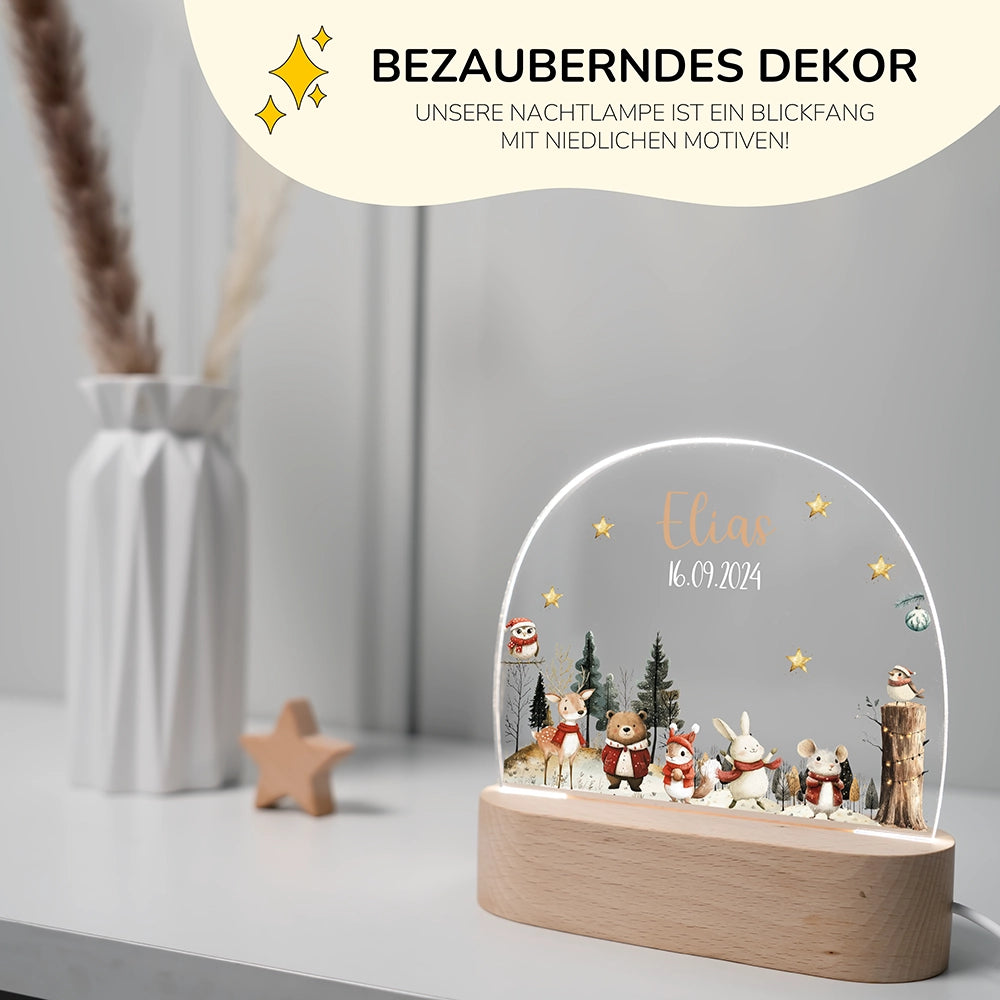 Personalisierte Nachtlampe Weihnachten als Deko im Kinderzimmer