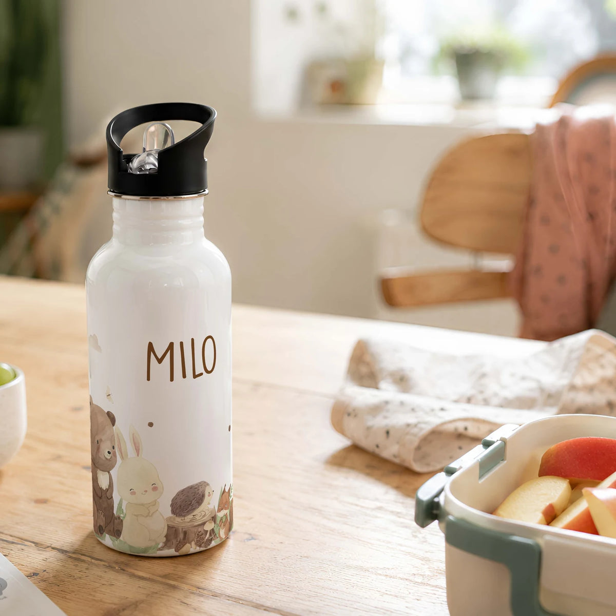 Trinkflasche Kinder Edelstahl - Waldtiere