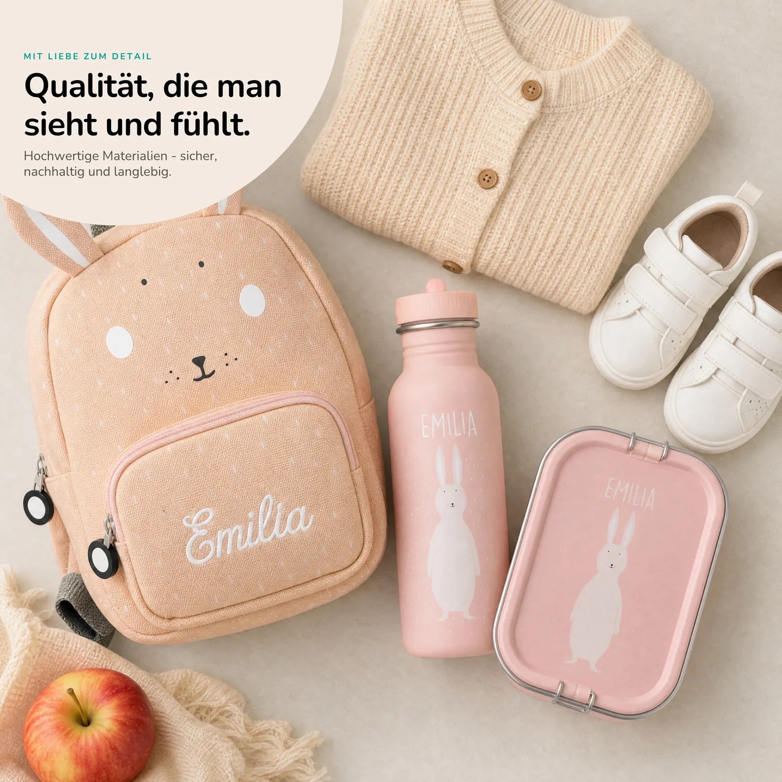 Trixie Kindergarten Set Hase, mit Namen im einheitlichen Kindergarten-Design