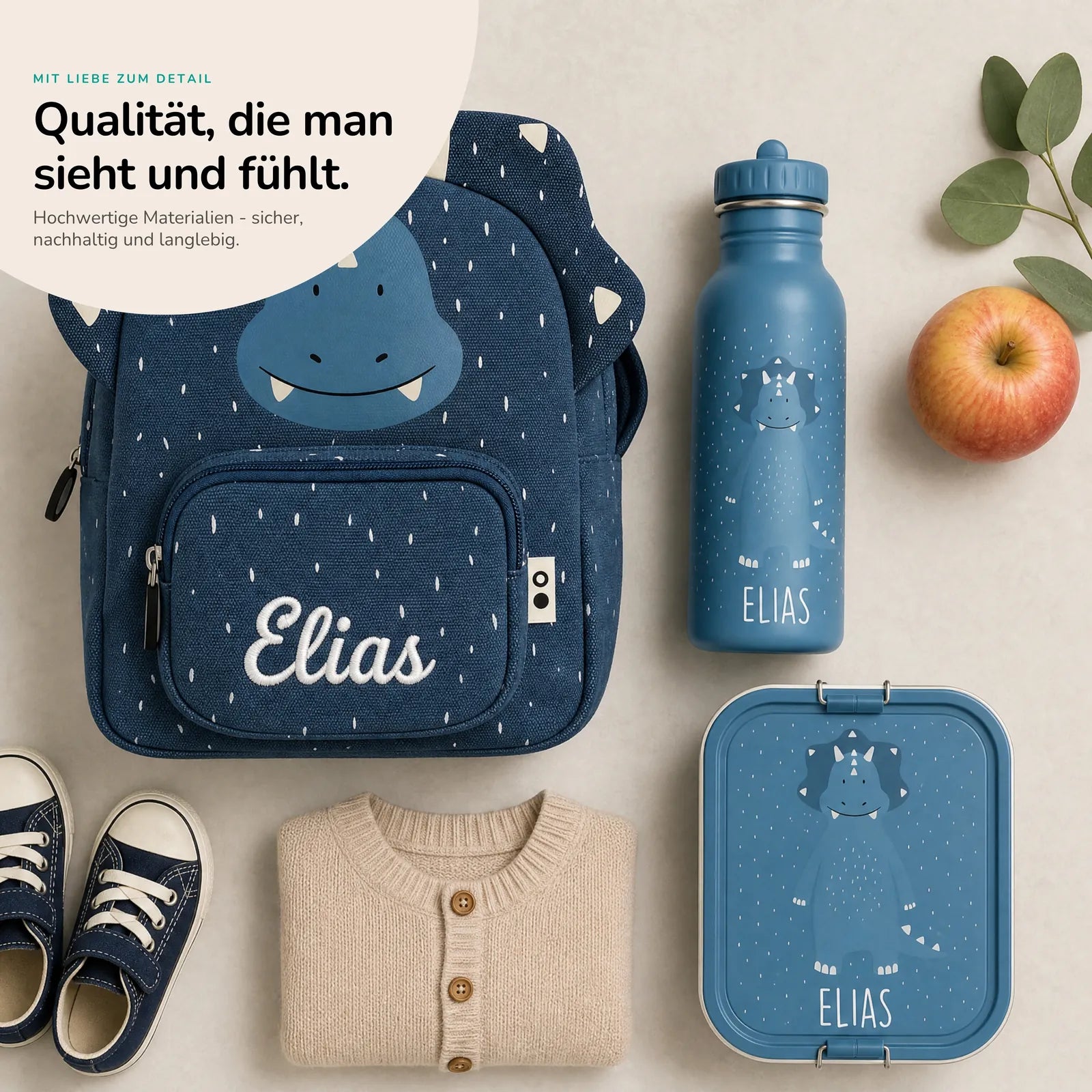 Trixie Kindergarten Set Triceratops, mit Namen im einheitlichen Kindergarten-Design