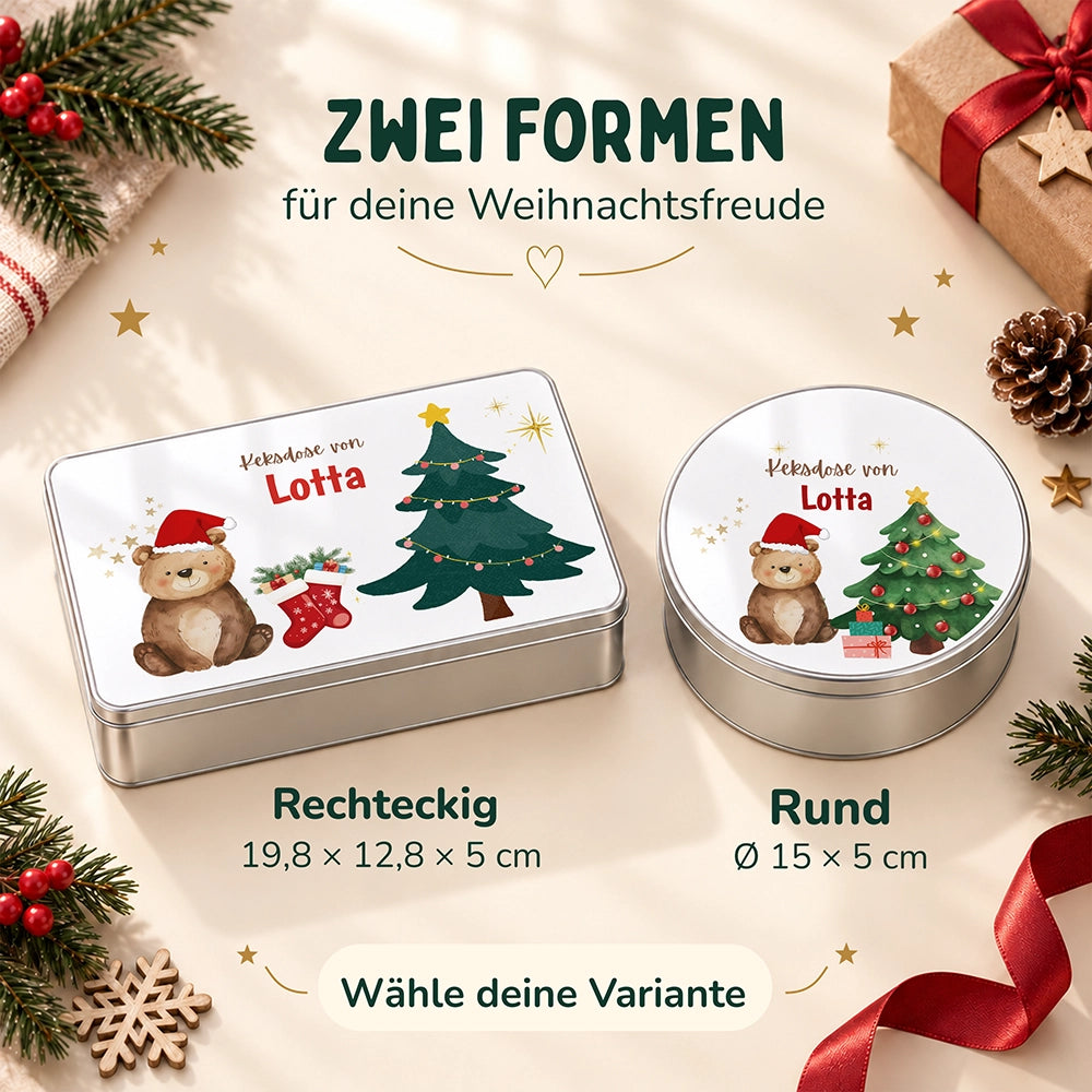 Keksdose aus Metall personalisiert - Weihnachtsbär