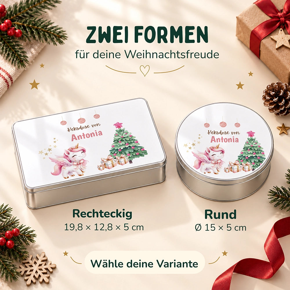 Keksdose aus Metall personalisiert - Einhorn