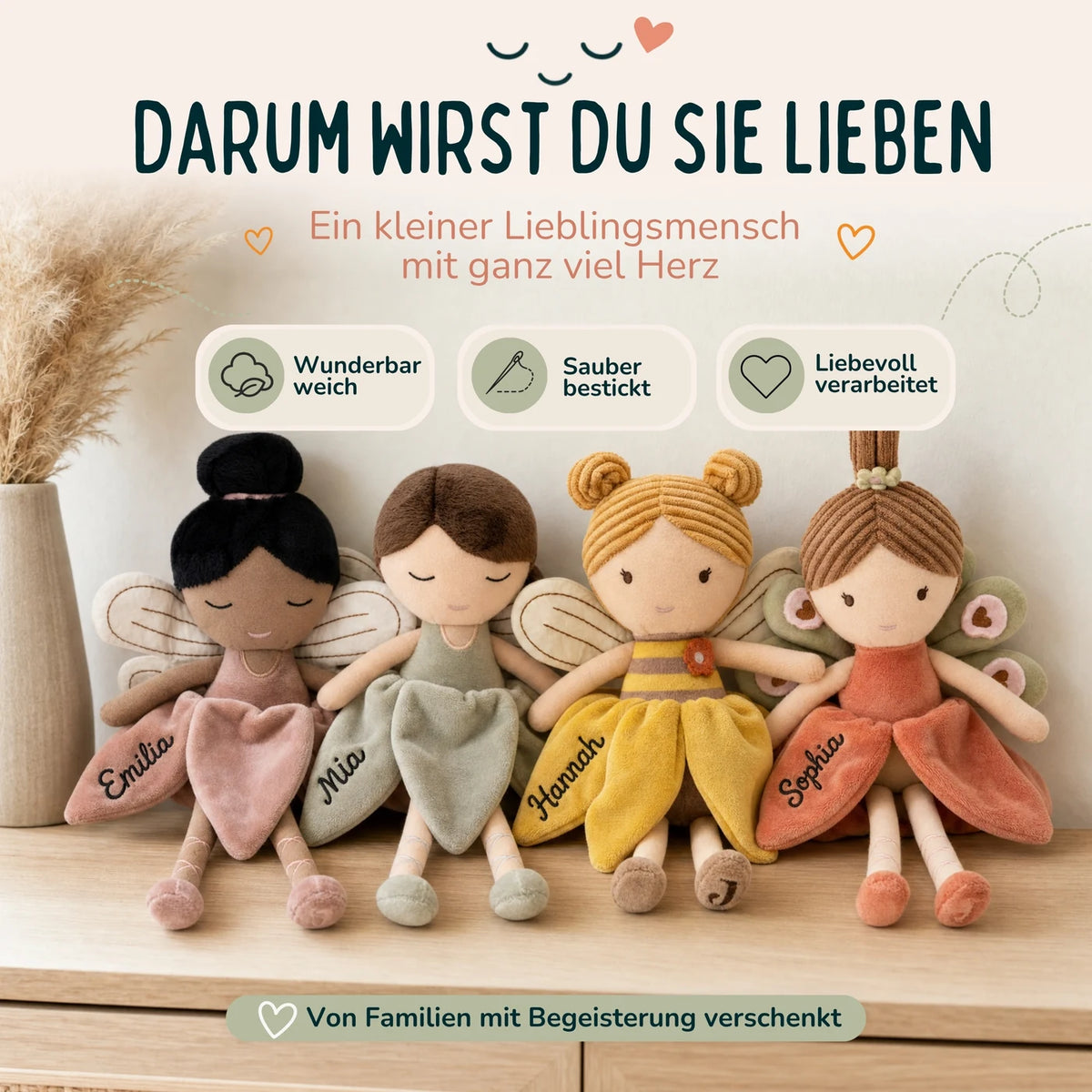 Jollein Stoffpuppe Fee personalisiert Salbei