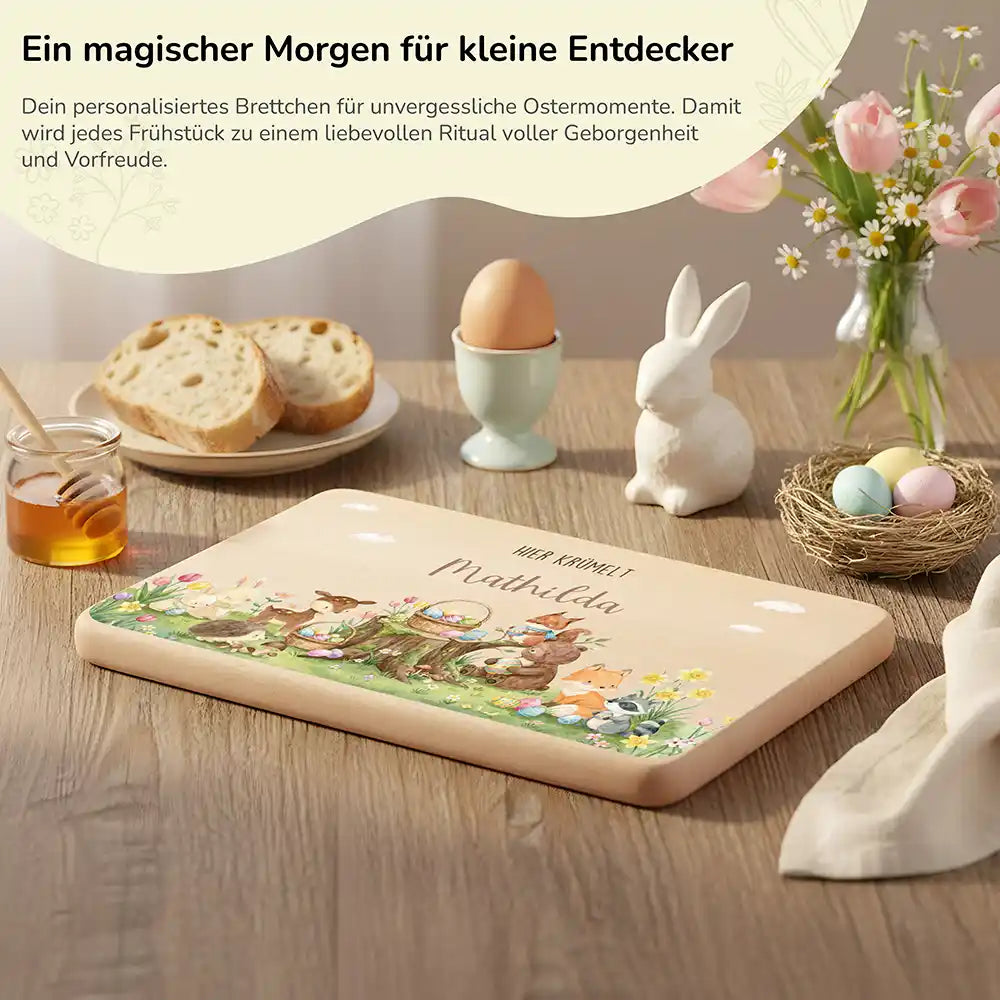 Frühstücksbrettchen Ostern - Glückliche Waldtiere