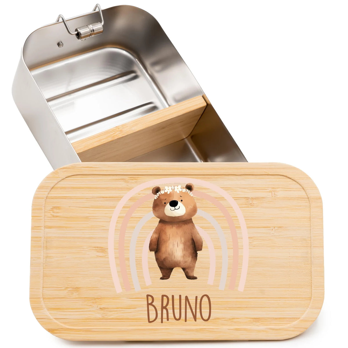 Brotdose personalisiert Bär Regenbogen