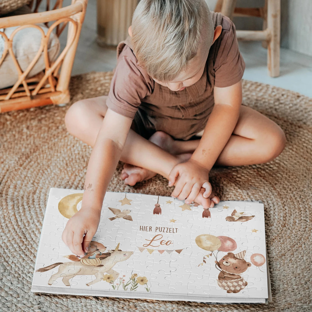 Kinderpuzzle personalisiert mit Namen - Zauberhafte Tiere