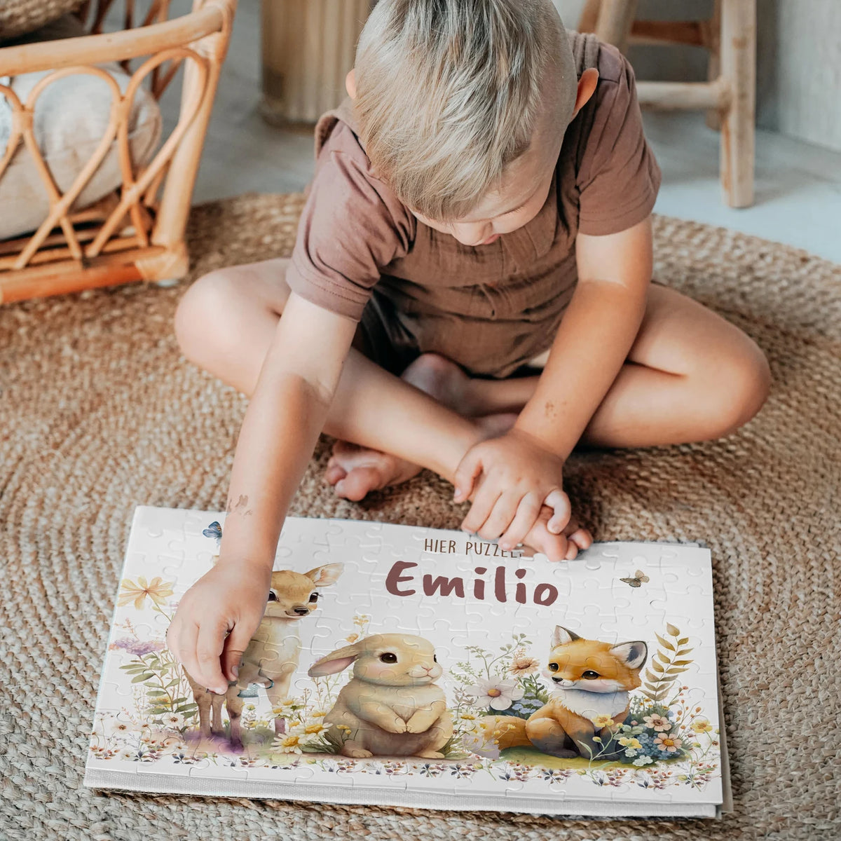 Kinderpuzzle personalisiert mit Namen - Waldtiere