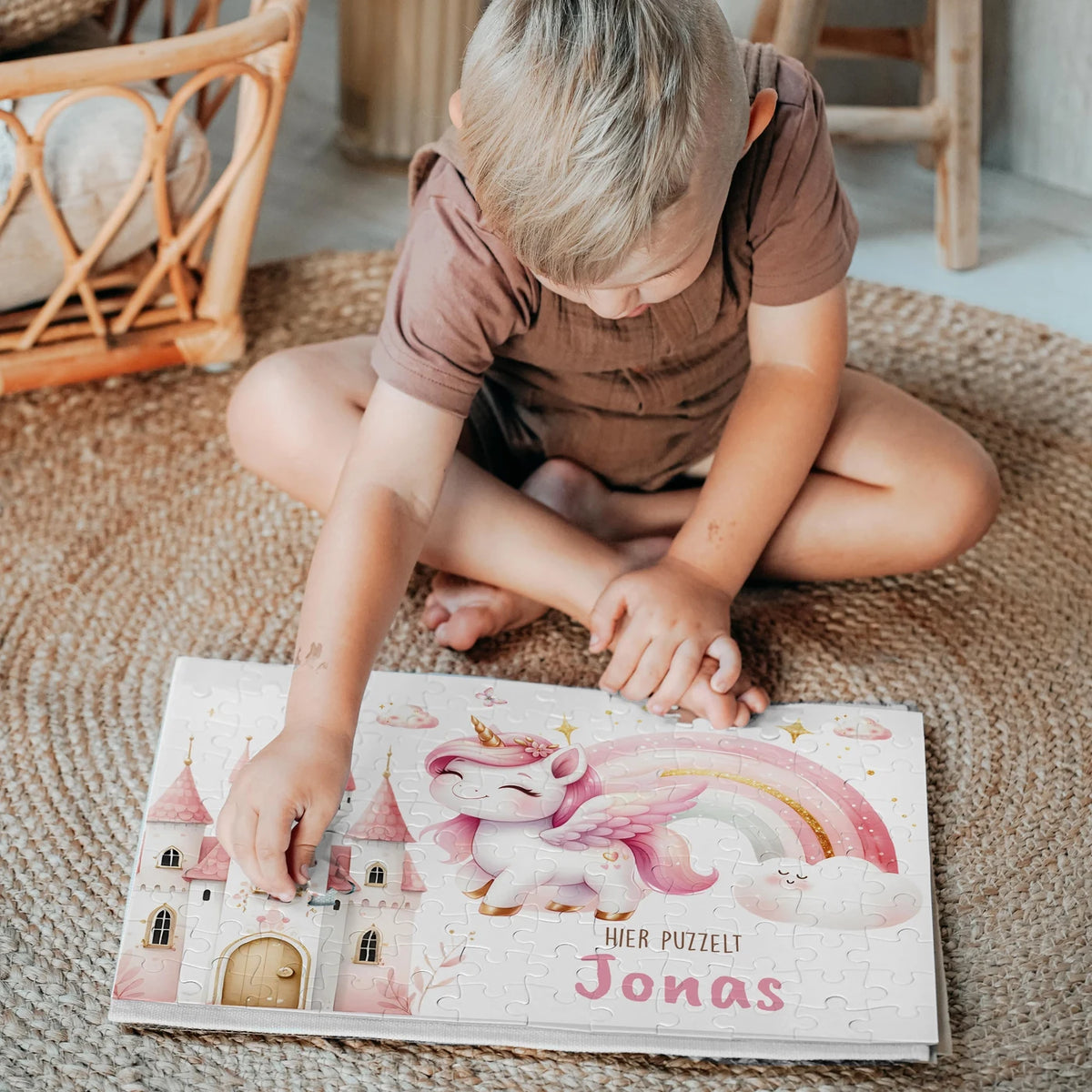 Kinderpuzzle personalisiert mit Namen - Einhornzauber