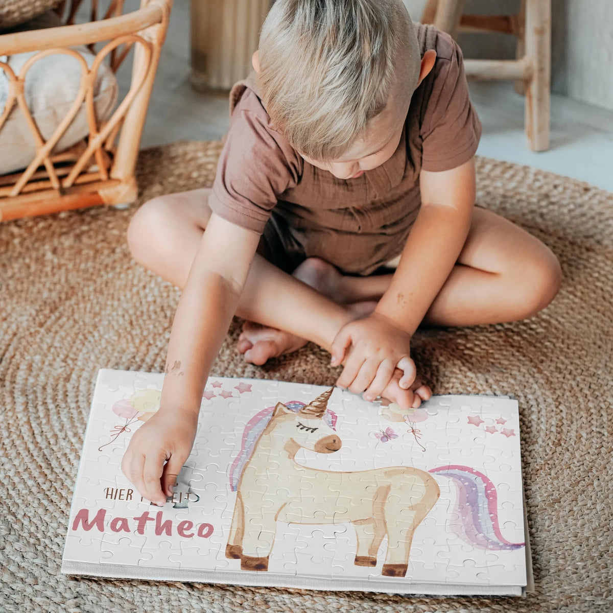 Kinderpuzzle personalisiert mit Namen - Einhorn