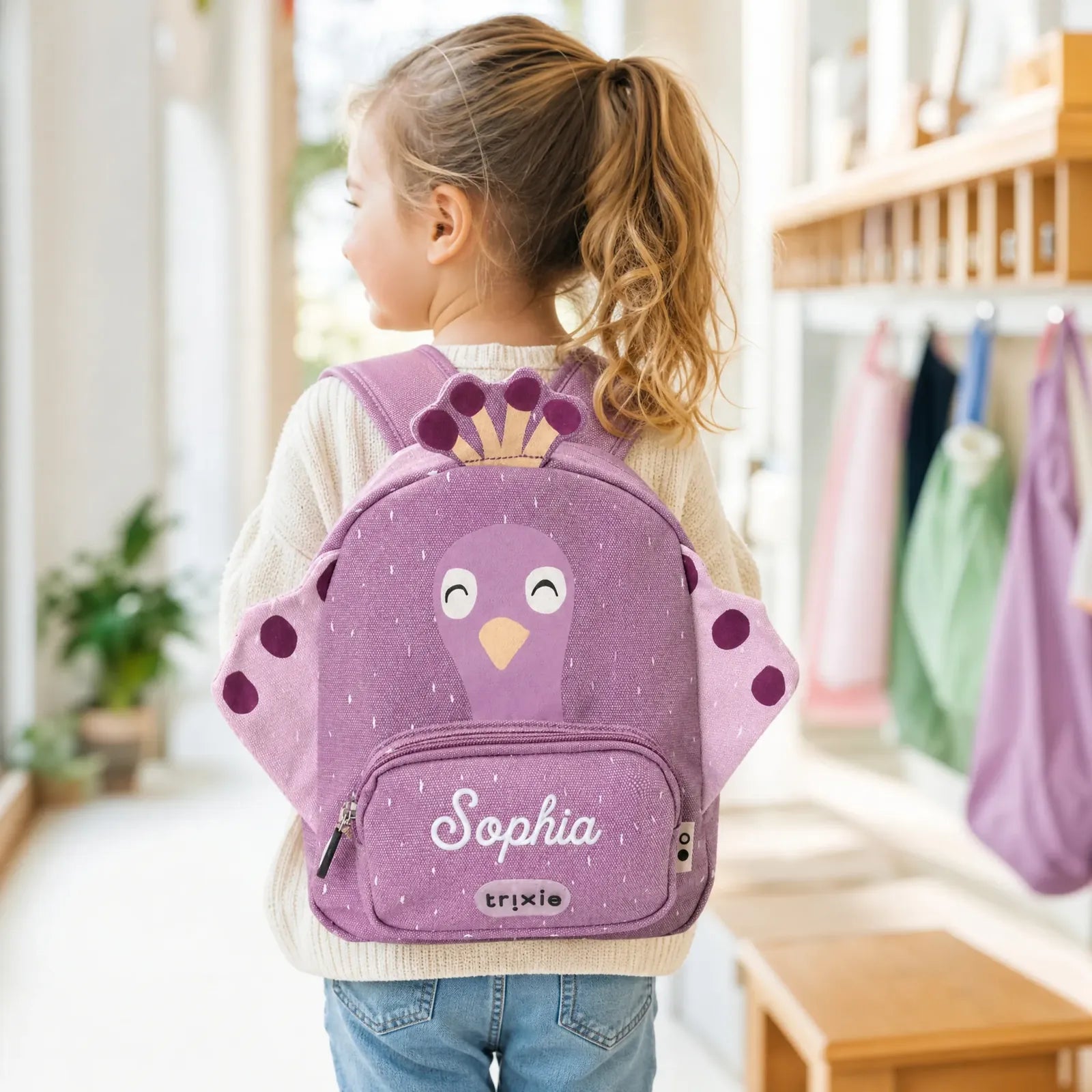 Trixie Kindergartenrucksack Pfau, Klein 5,25 L, ab 2 Jahren