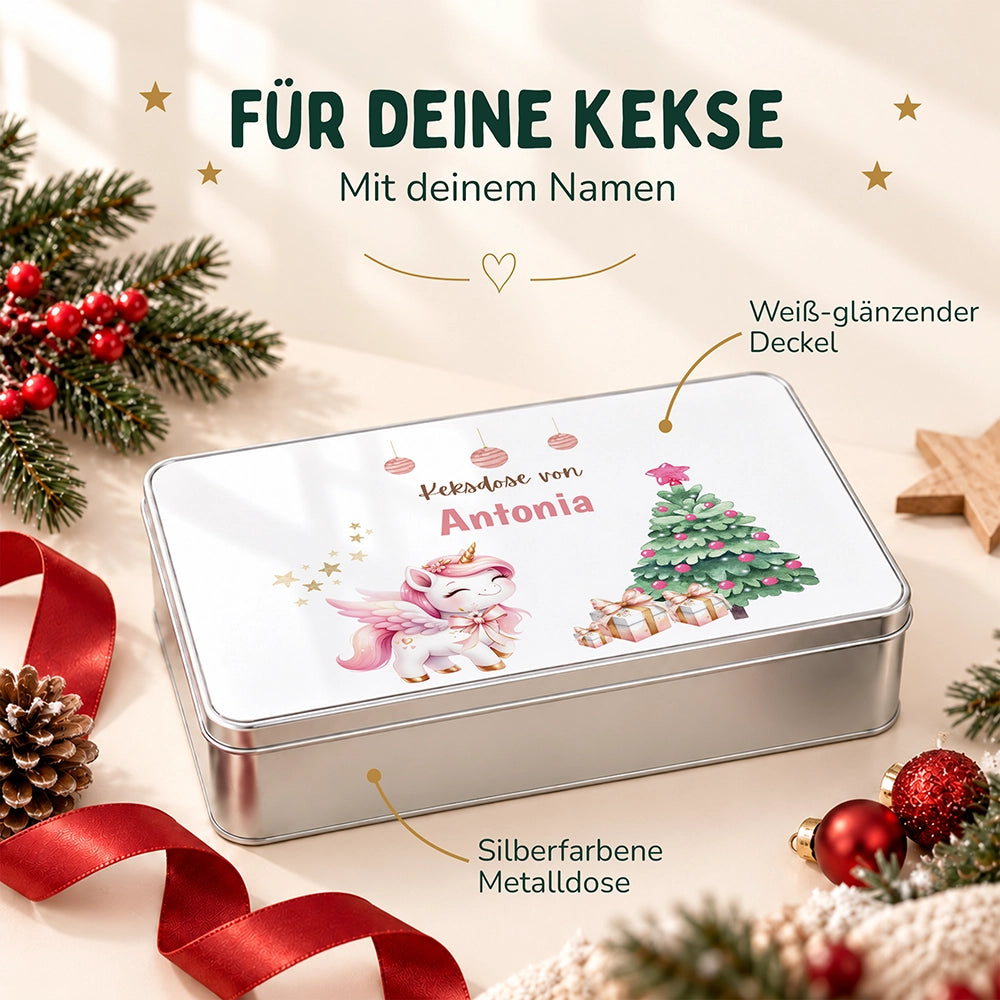 Keksdose aus Metall personalisiert - Einhorn