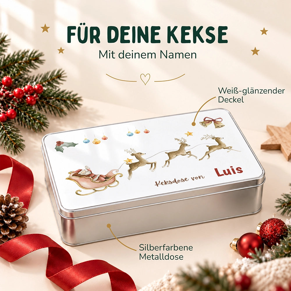 Keksdose aus Metall personalisiert - Rentiere