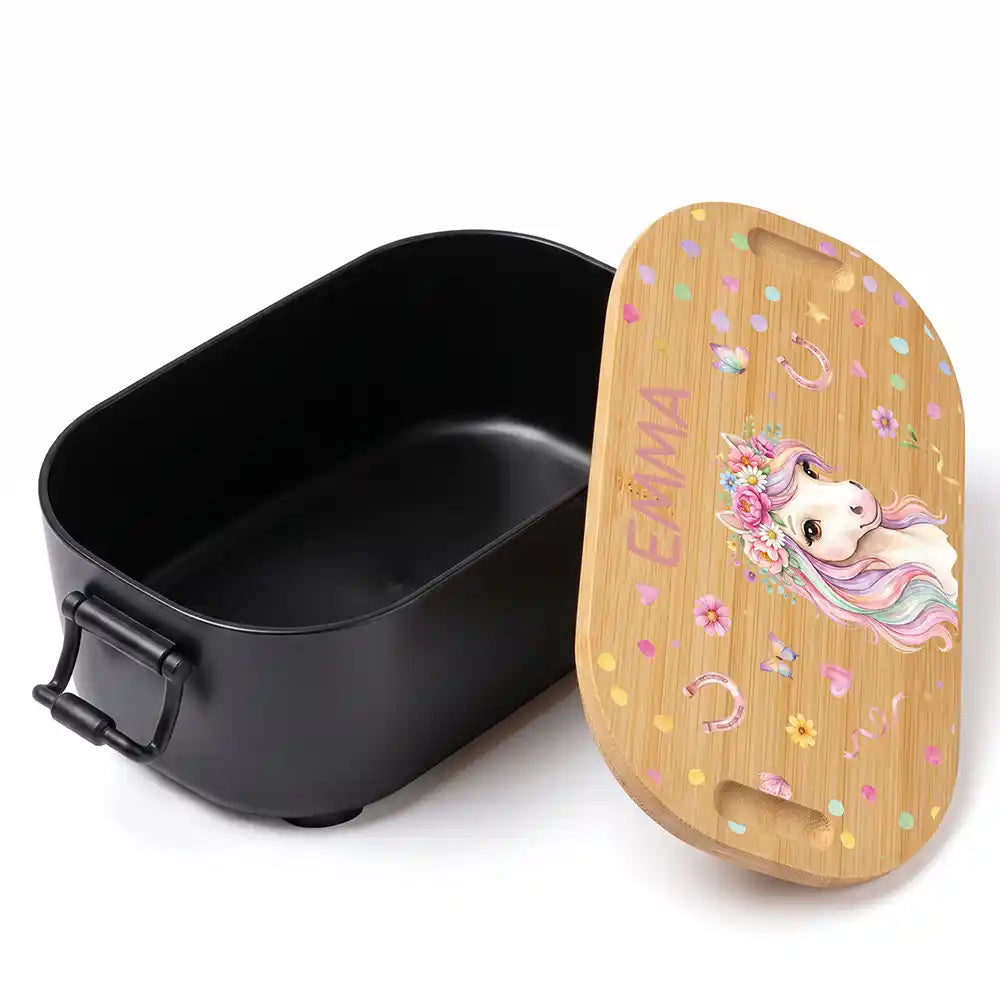 Brotdose Kinder personalisiert, Einhorn Blumenkranz