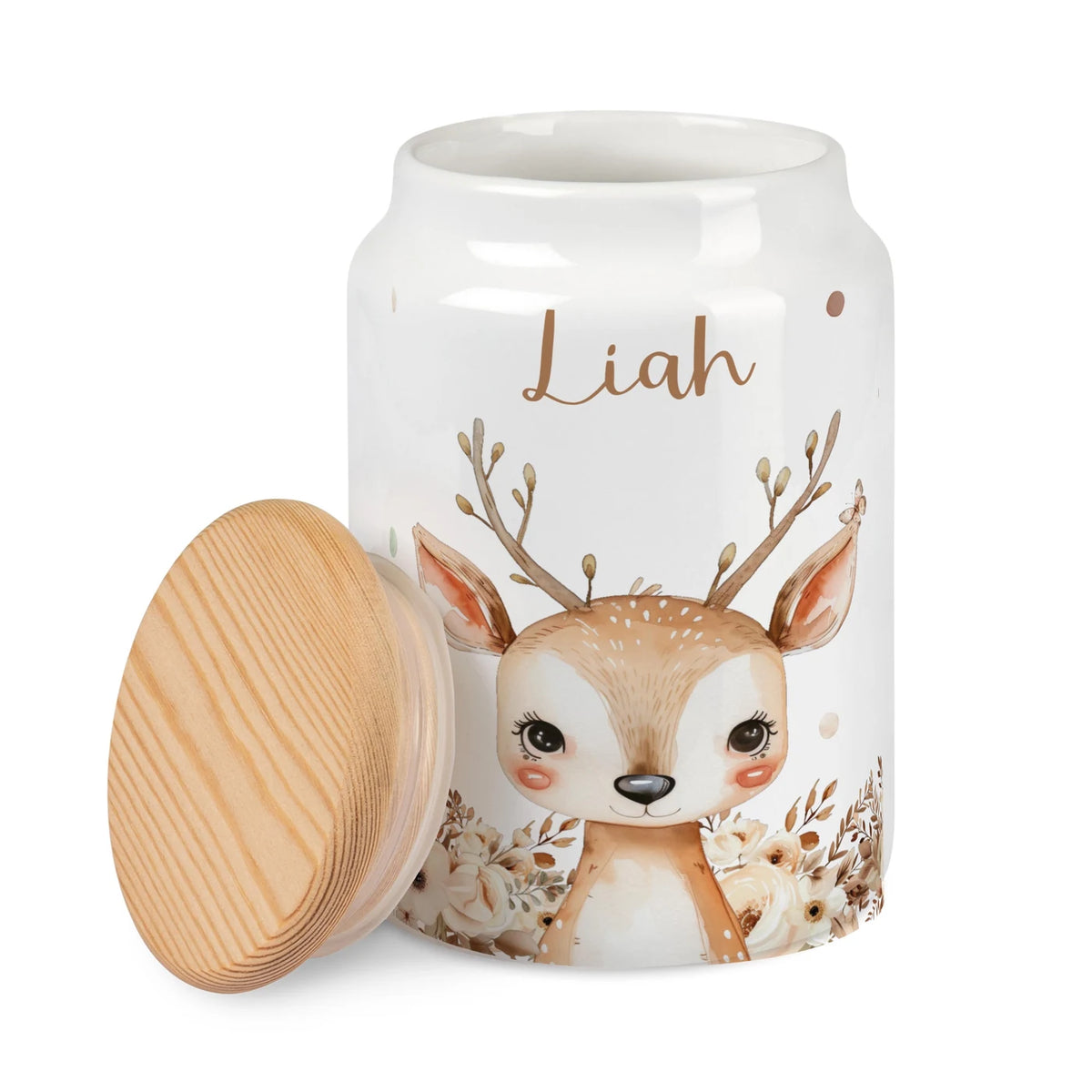Personalisierbare Keksdose mit Name - Baby Reh