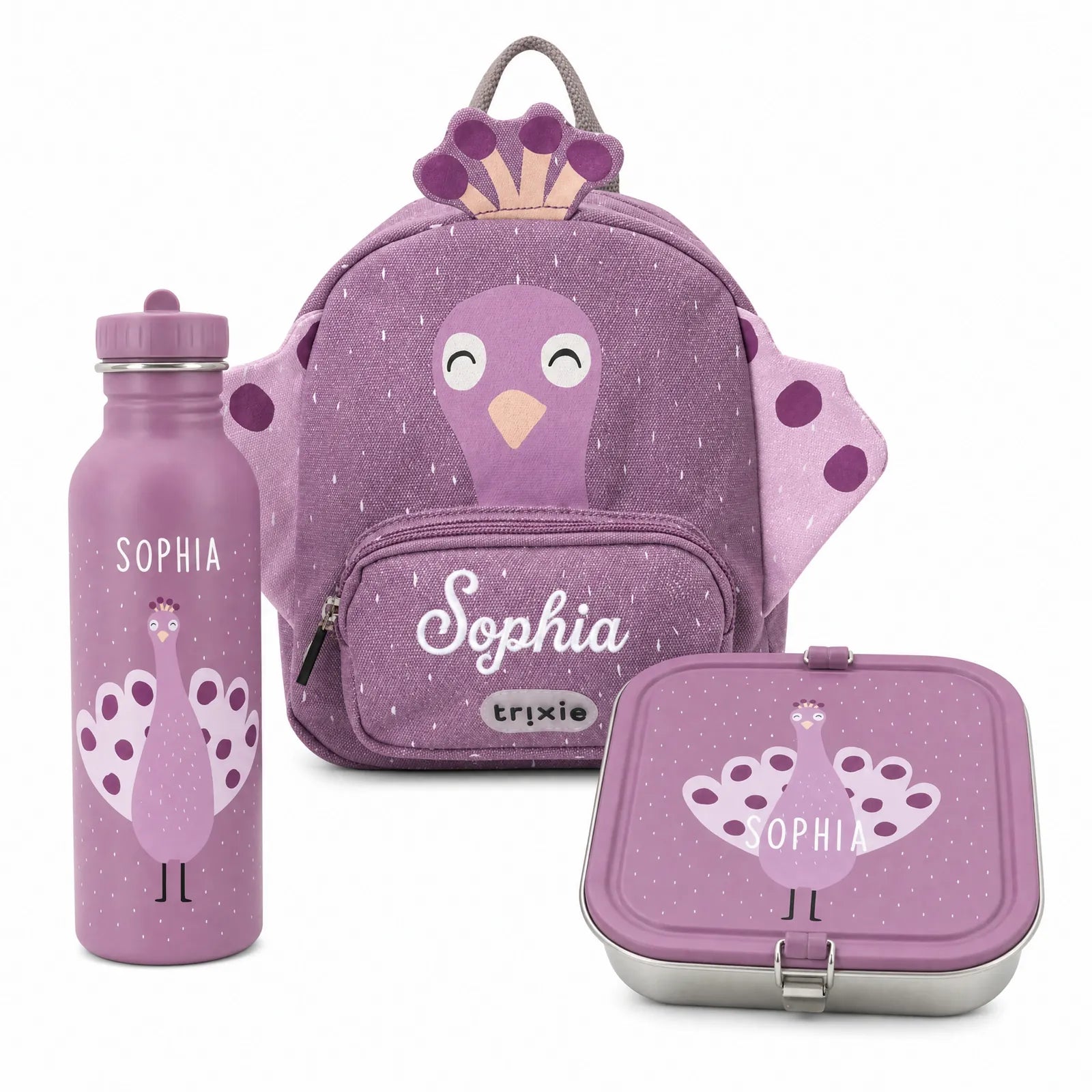 Trixie Kindergarten Set Pfau, personalisiertes Set im Tiermotiv