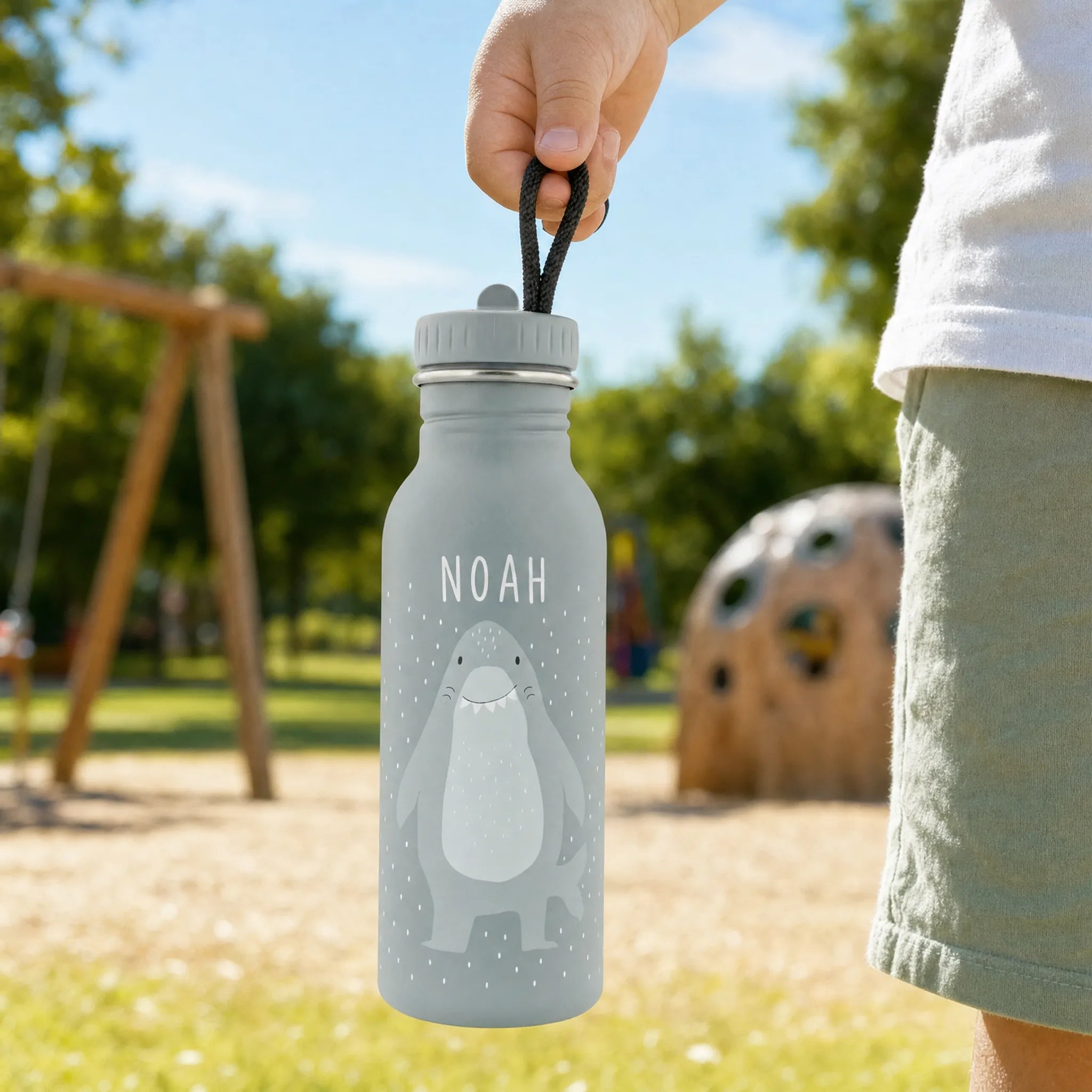 Trixie Trinkflasche Kinder Hai, Geschenk mit Wunschname-Gravur