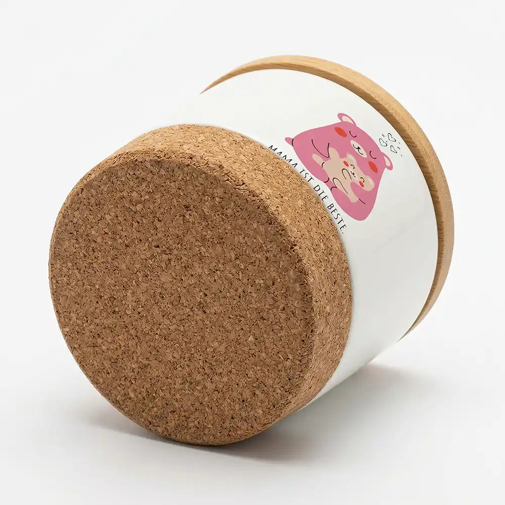 Duftkerze Vanille Keramik Bärenmama Kind – Geschenk in Kraftpapier