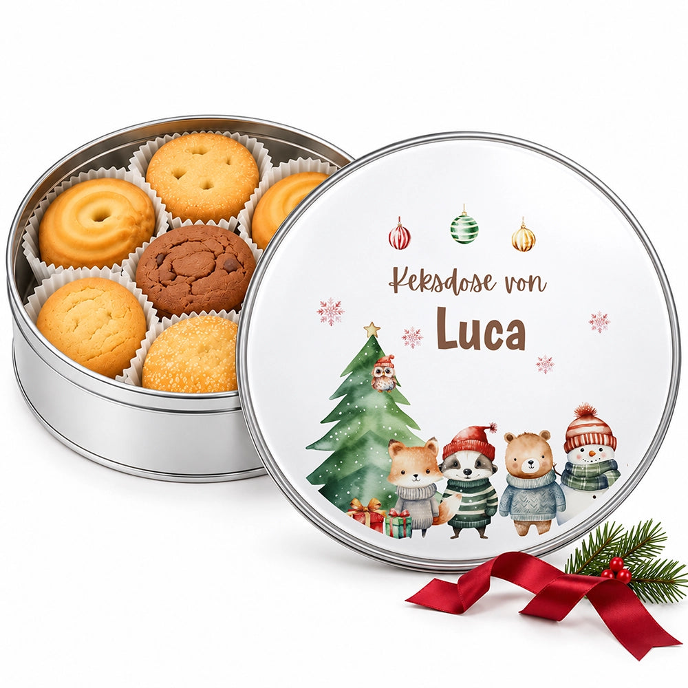 Keksdose aus Metall personalisiert - Kleine Weihnachtsfreunde