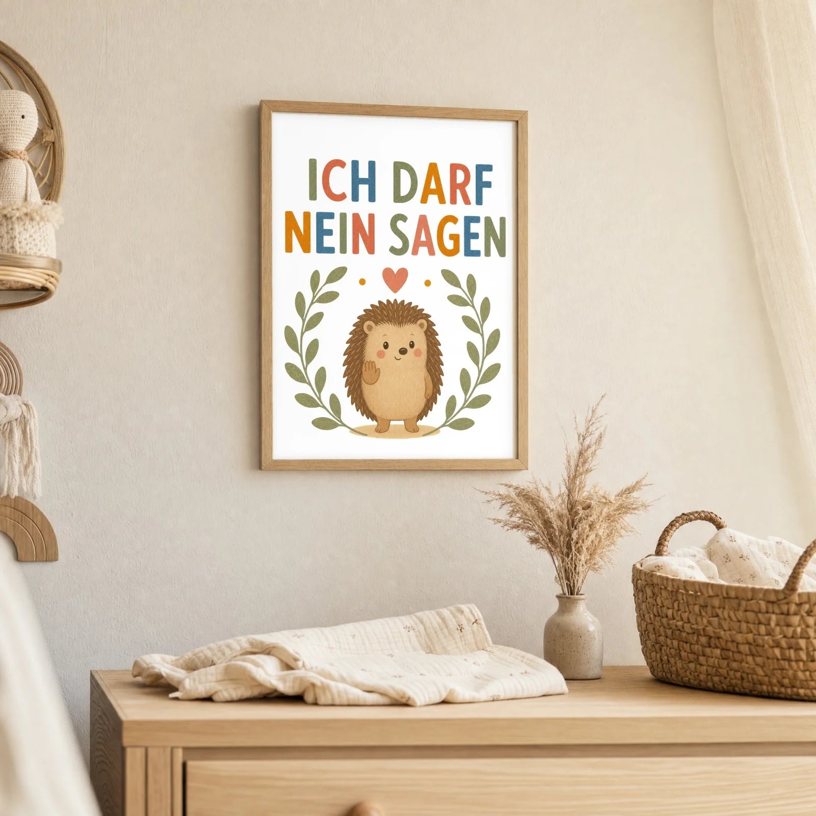 Affirmationsposter Kinderzimmer - Igel Ich darf nein sagen