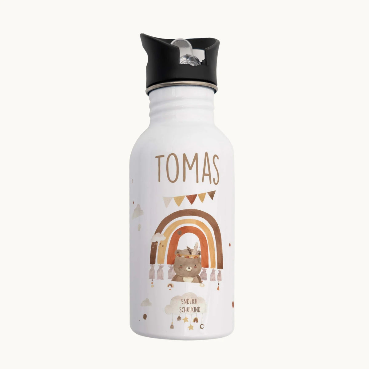 Trinkflasche Kinder Edelstahl - Boho Bär