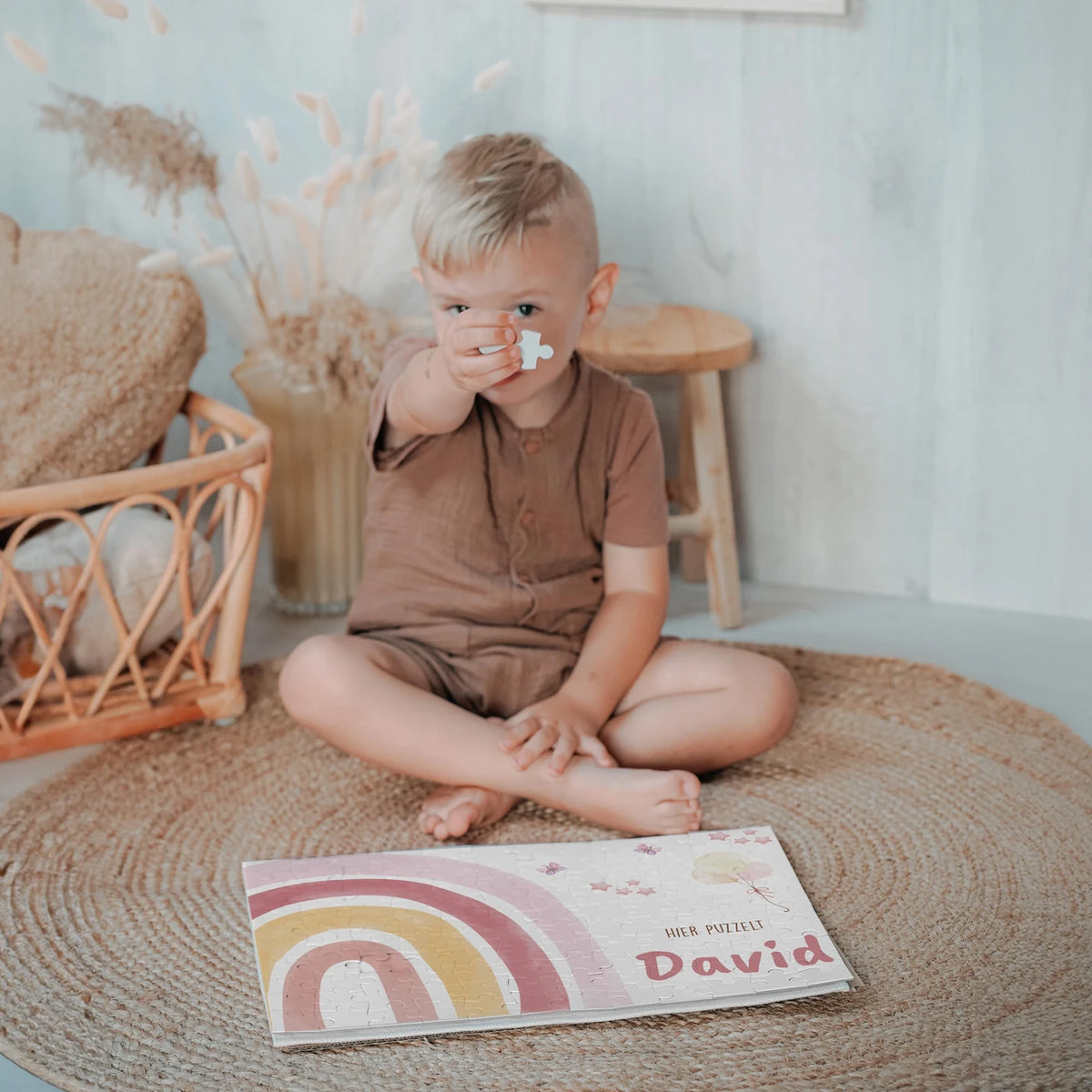 Kinderpuzzle personalisiert mit Namen - Regenbogen