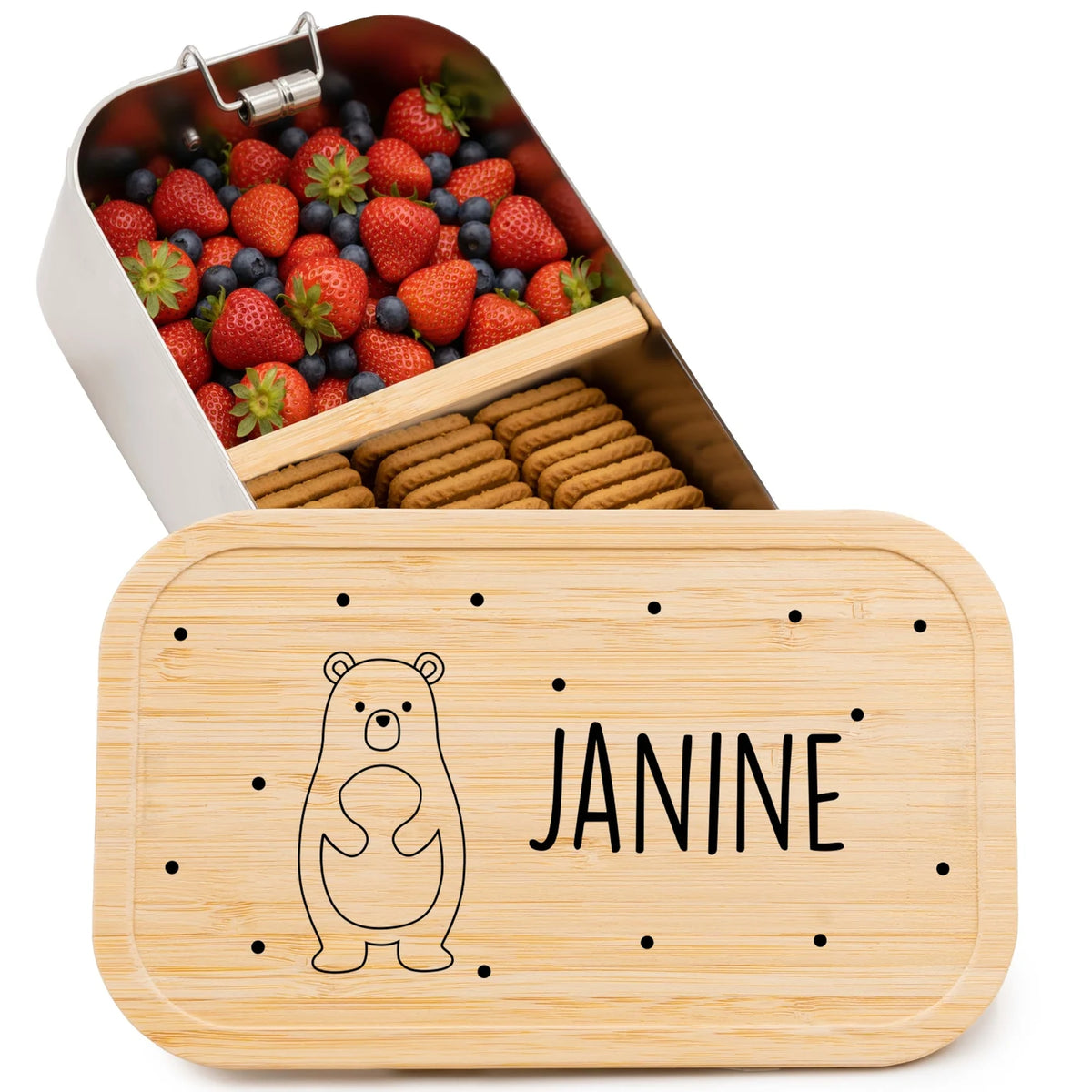 Brotdose Kinder personalisiert - Fröhlicher Bär