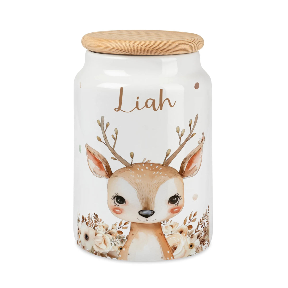 Personalisierbare Keksdose mit Name - Baby Reh