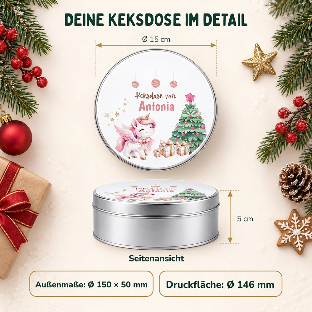 Keksdose aus Metall personalisiert - Einhorn