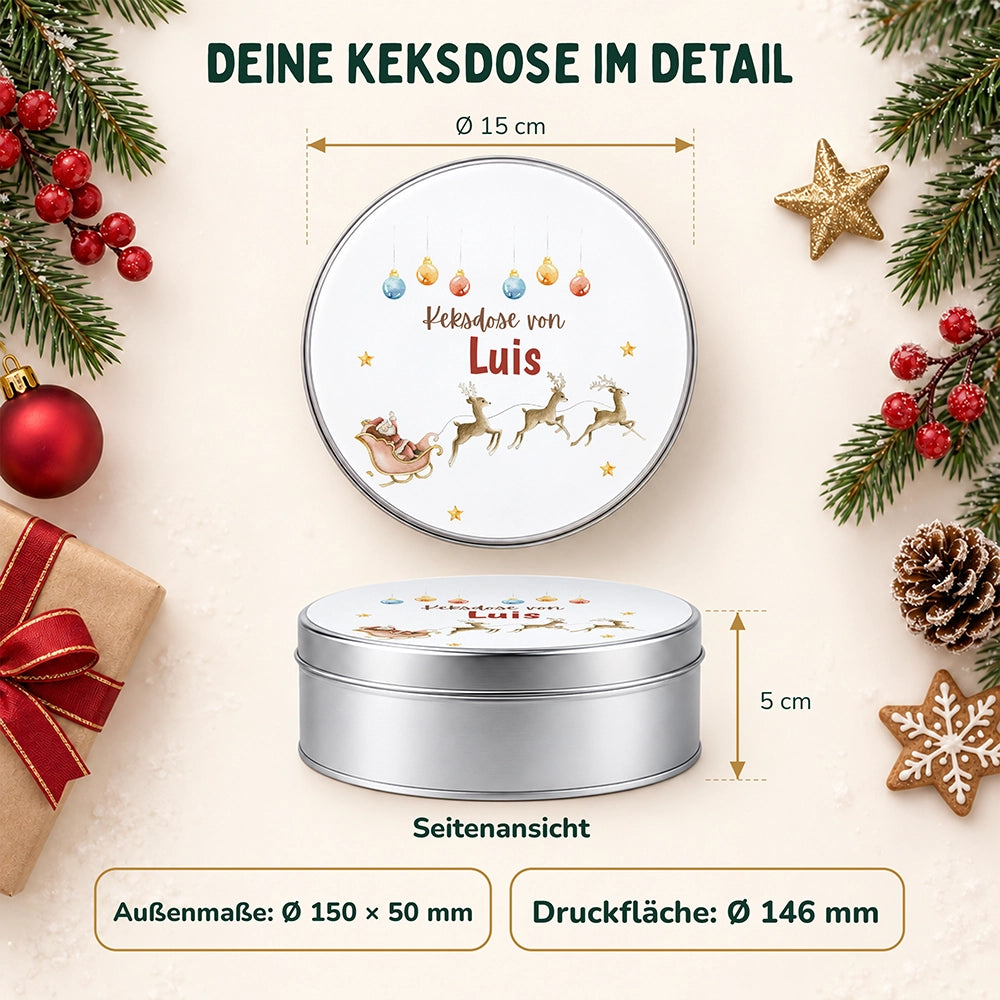 Keksdose aus Metall personalisiert - Rentiere