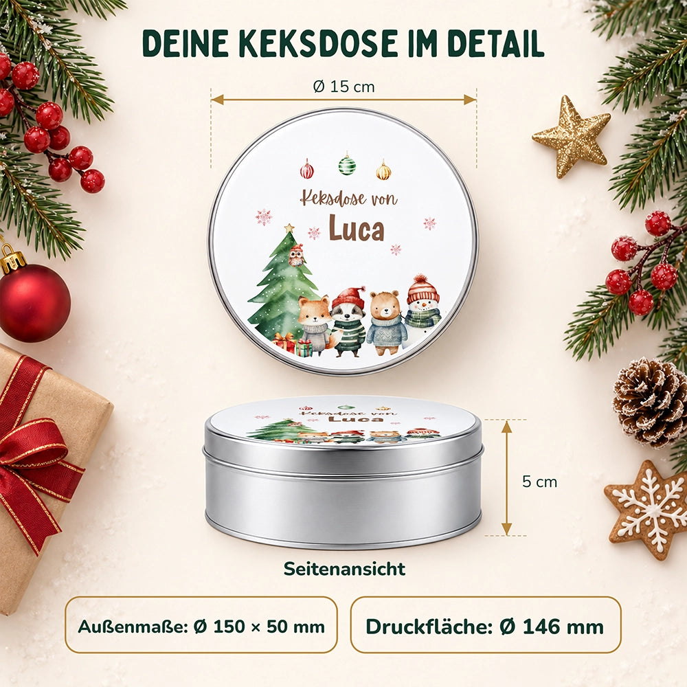 Keksdose aus Metall personalisiert - Kleine Weihnachtsfreunde