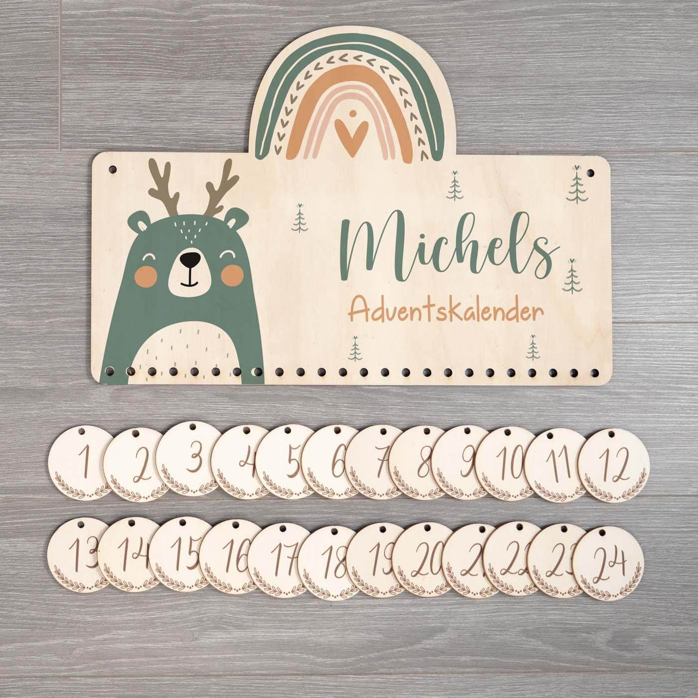 personalized advent calendar with rainbow engraving