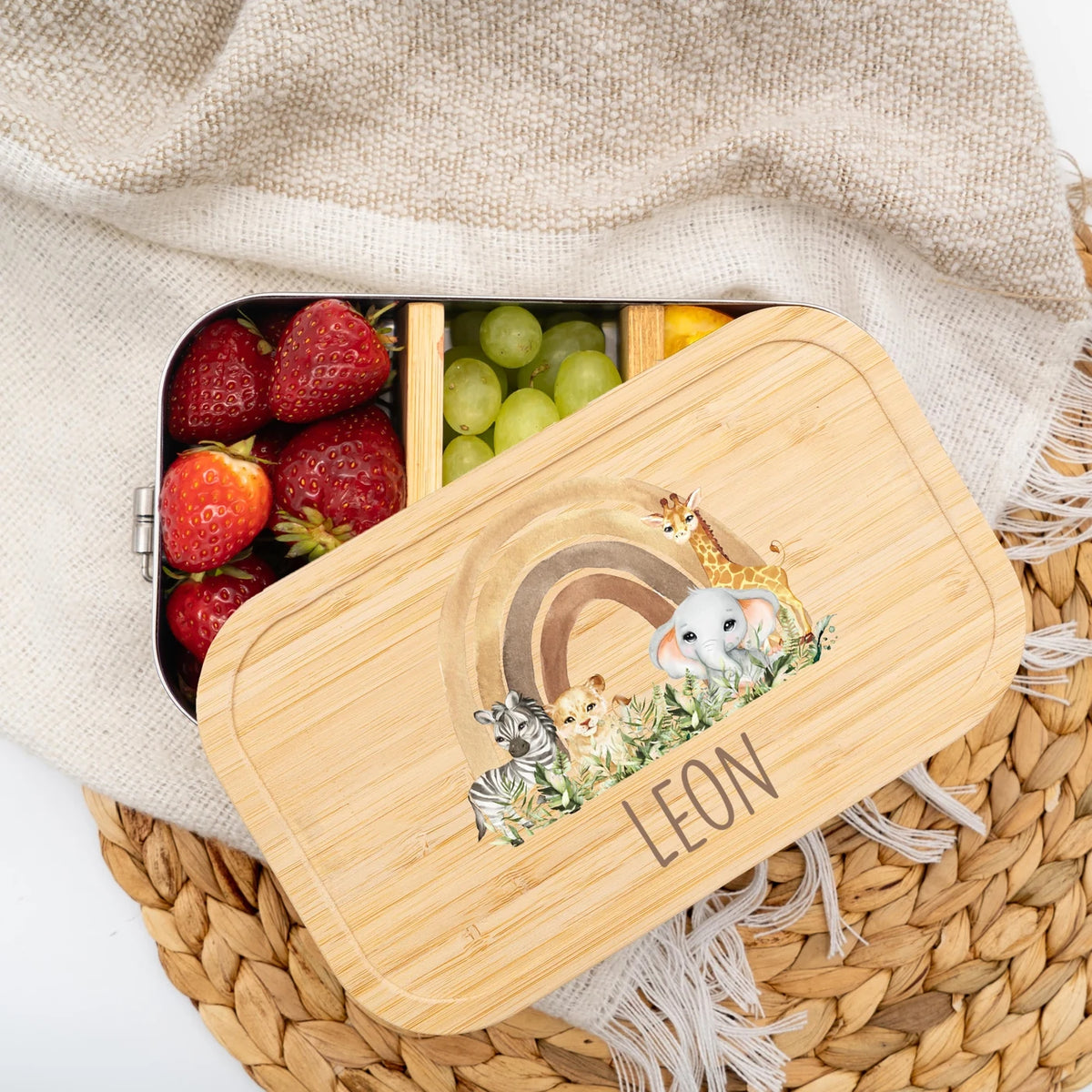 Brotdose Kinder personalisiert - Rainbow Animals