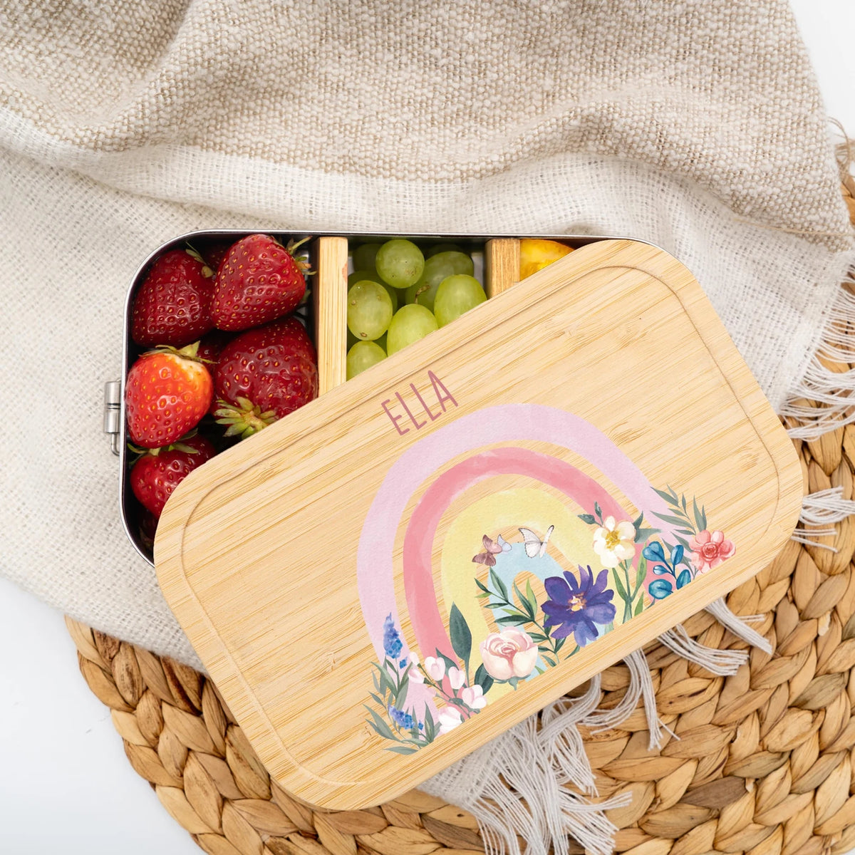 Brotdose Kinder personalisiert - Regenbogen