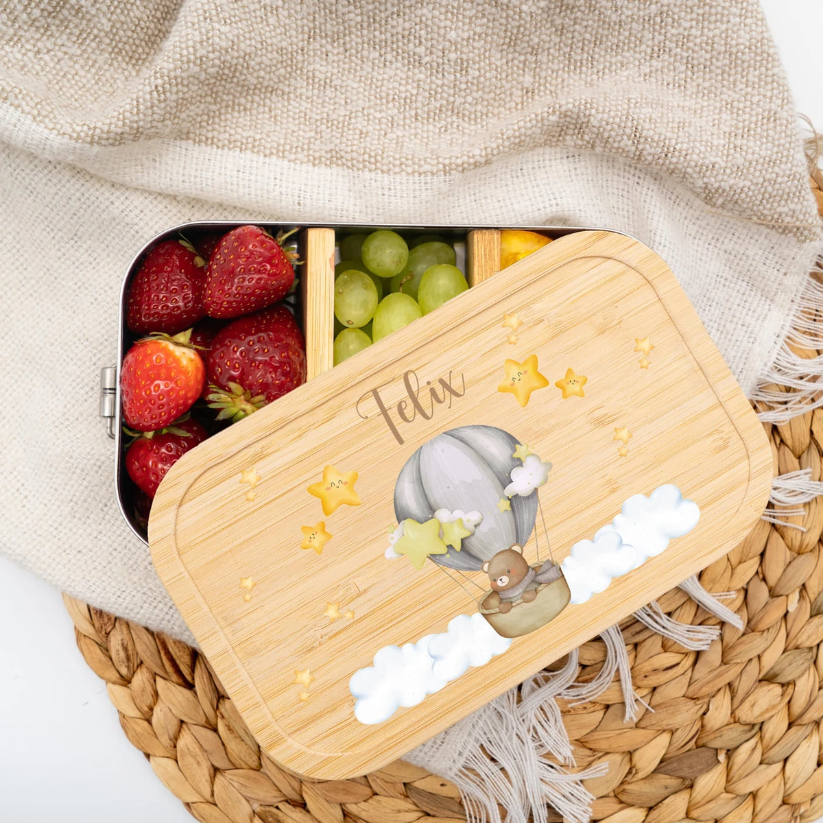 Brotdose Kinder personalisiert - Bär Ballon