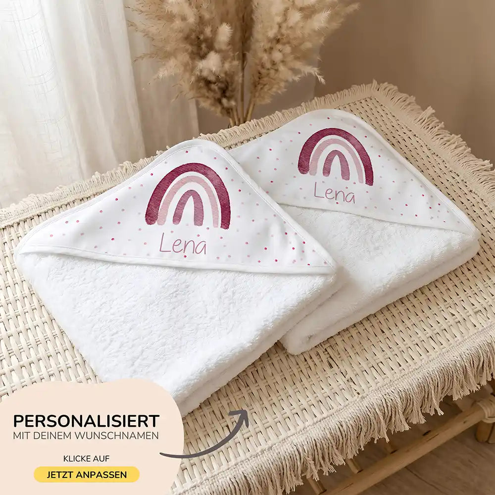 Personalisiertes Kapuzenhandtuch Baby Boho-Regenbogen – 500 g/qm Baumwoll-Frottee Detail