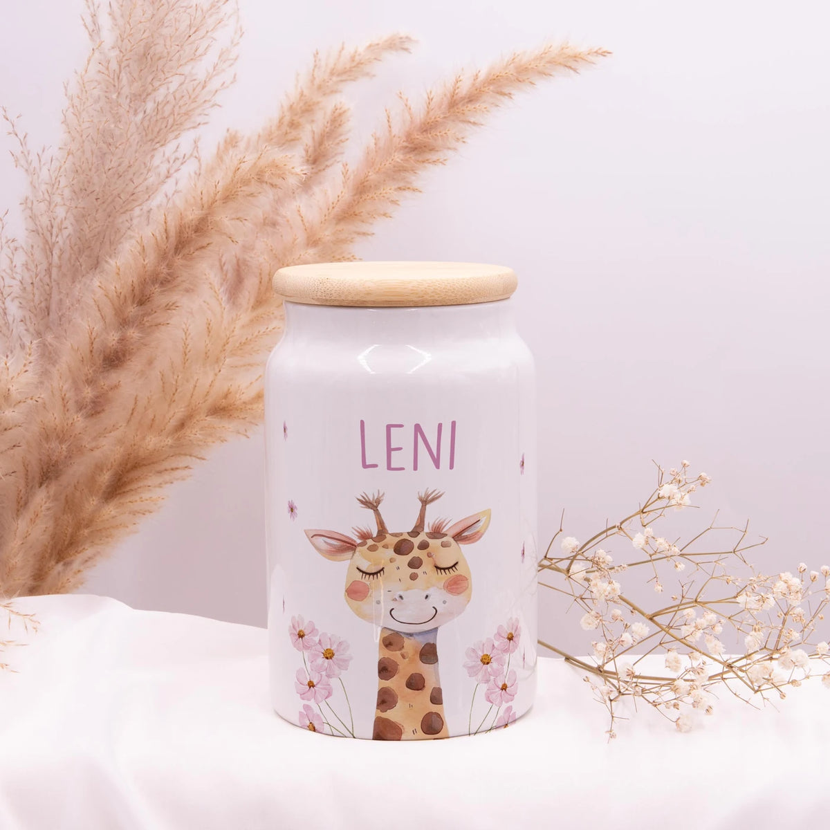 Personalisierbare Keksdose mit Name - Giraffe