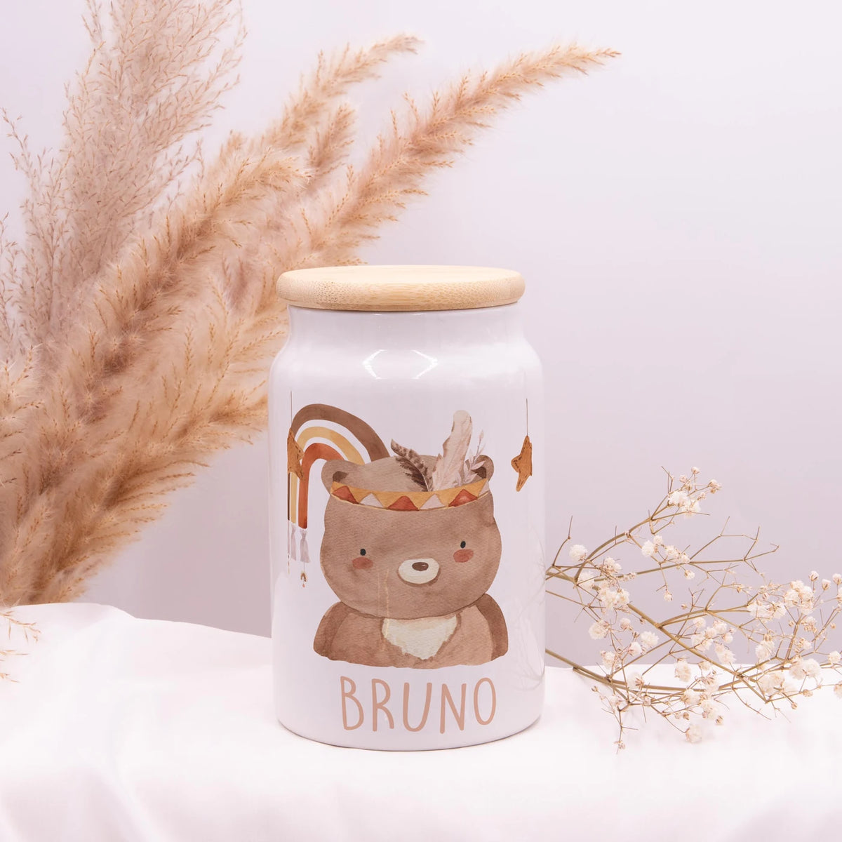 Personalisierbare Keksdose mit Name - Boho Bär
