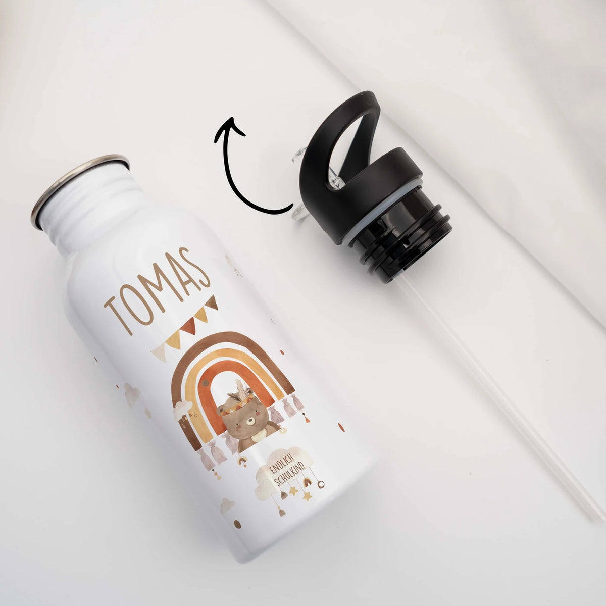 Trinkflasche Kinder Edelstahl - Boho Bär