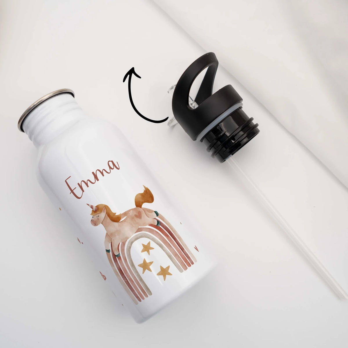 Trinkflasche Kinder Edelstahl - Regenbogen Einhorn