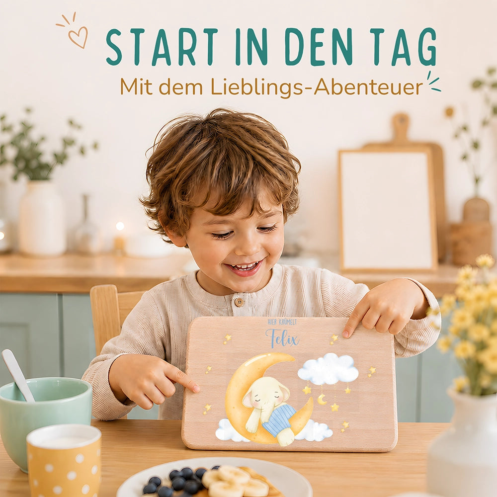 Frühstücksbrettchen Holz personalisiert Süßer Elefant