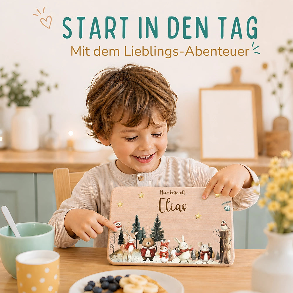 Frühstücksbrettchen Weihnachten im Winterwald - Geschenk Weihnachten