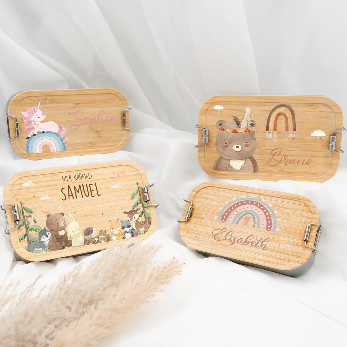 Brotdose Kinder personalisiert -  Bär Boho